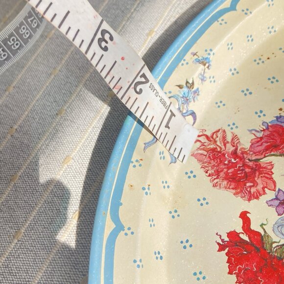 Vintage 80s Tray Floral Tulips & Basket Tin Serving Bar Potpourri Press Signed - Picture 10 of 10